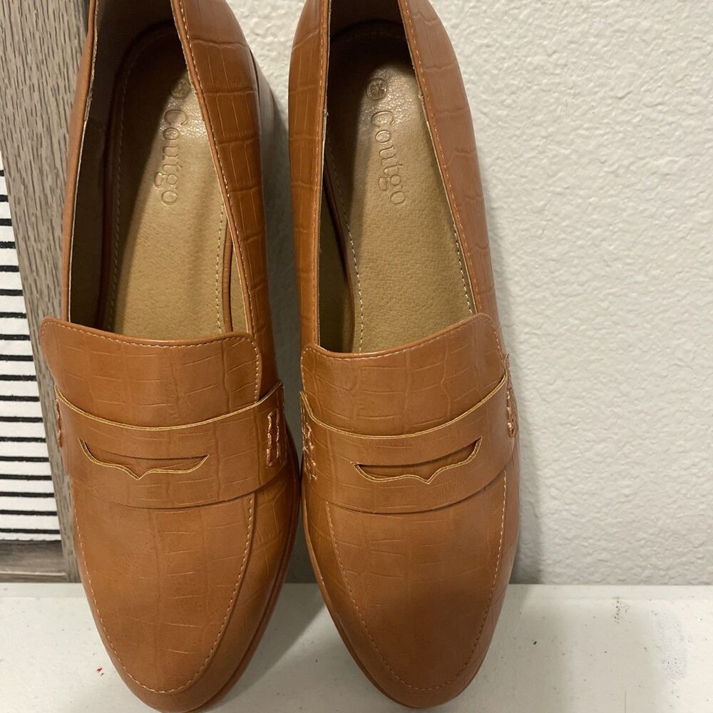 Coutgo Womens Classic Loafers Sz 8.5 Comfort Flat Shoes Casual Slipper Brown New
